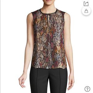 Rebecca Taylor Snake Print Metallic Sleeveless Top